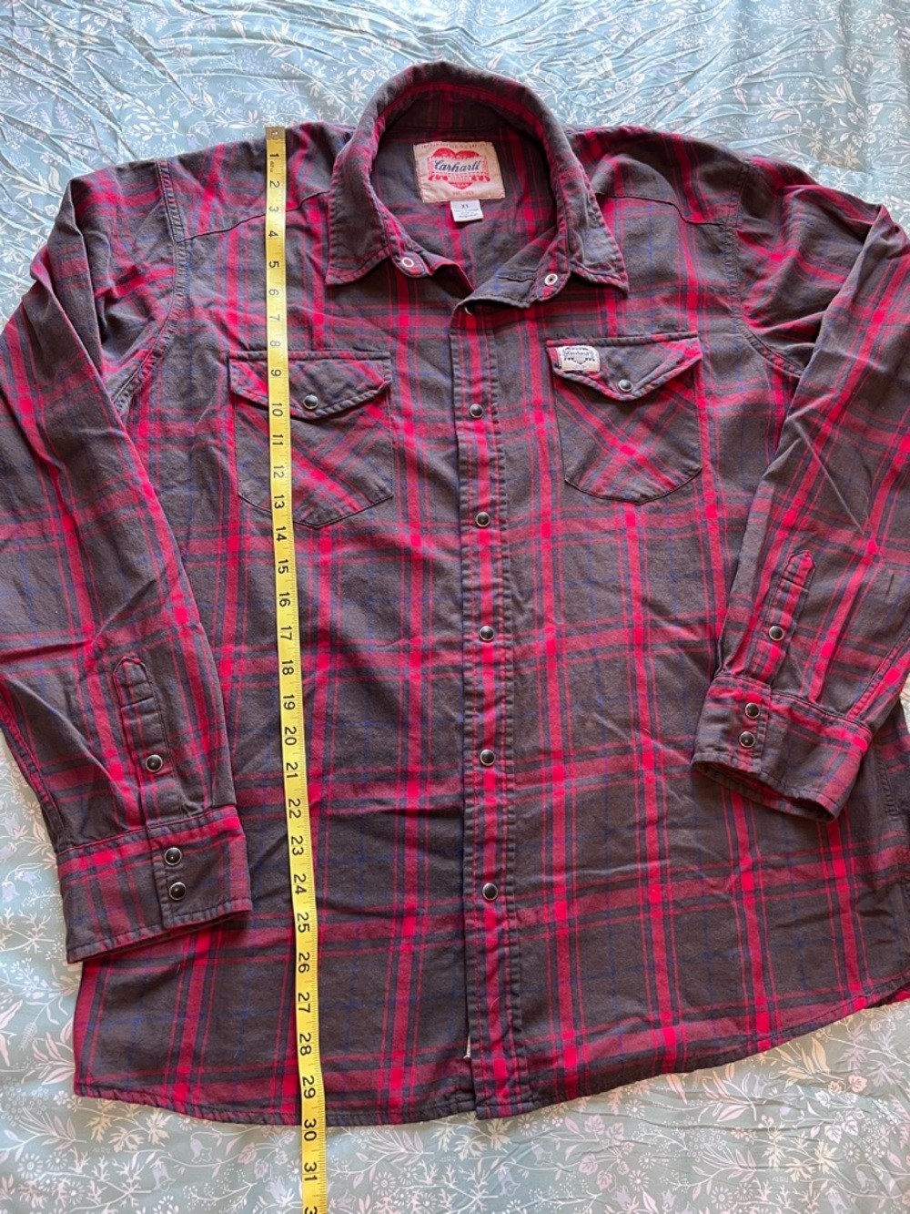 Carhartt Heritage Series Heart Logo Plaid Flannel Shirt Pearl Snap XL - Picture 8 of 10